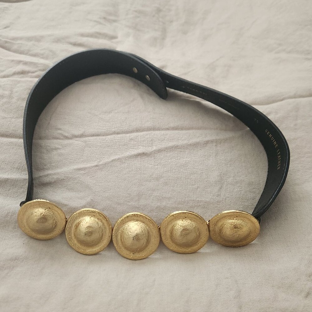 Leather belt with gold front